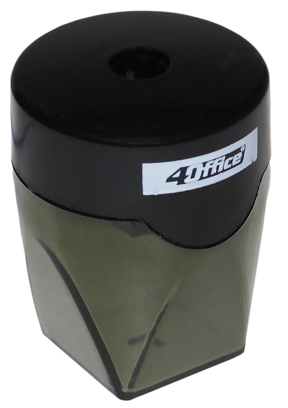 Підстругачка для олівців 4OFFICE (4-369-08), пластикова, з контейнером, димчата